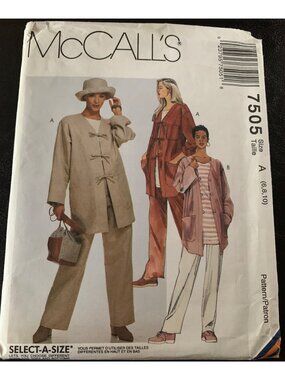 McCall's Misses Coat Shirt Pant Sewing Pattern Size 6 8 10 M7505 Uncut